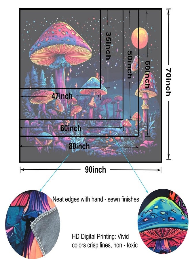 TUGCAY Blacklight Mushroom Tapestry UV Reactive Fantasy Forest Moon Plant Snail Tapestry Cute Aesthetic Wall Tapestries for Bedroom Dorm Living Room 47 x 35 Inches - Image 4